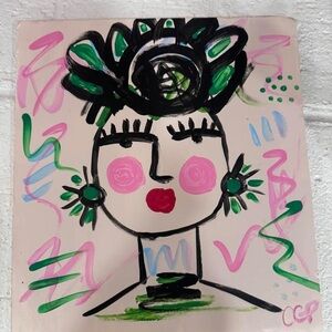 Original Abstract Portrait Art on foam board